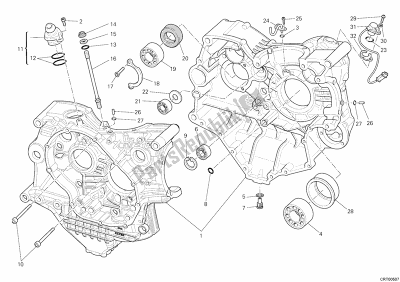 Todas as partes de Bloco Do Motor do Ducati Superbike 1198 R USA 2010